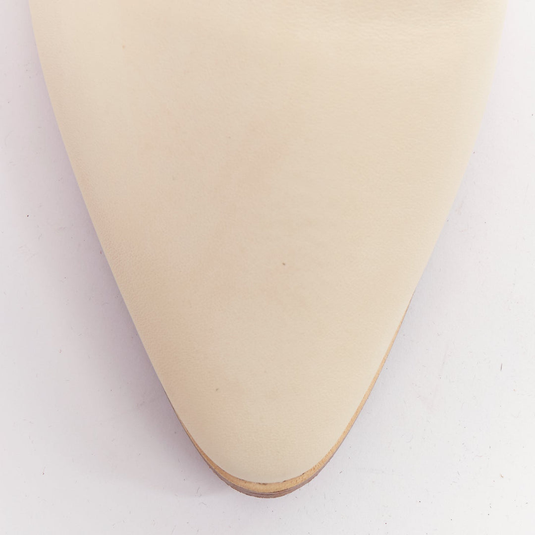 CELINE 2020 Janco Babouche off white leather gold logo step back slipper EU37