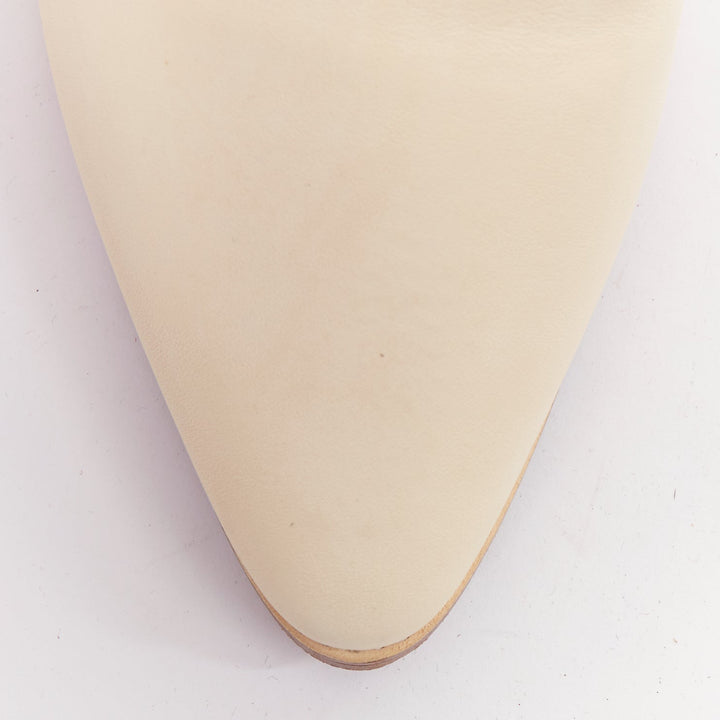 CELINE 2020 Janco Babouche off white leather gold logo step back slipper EU37