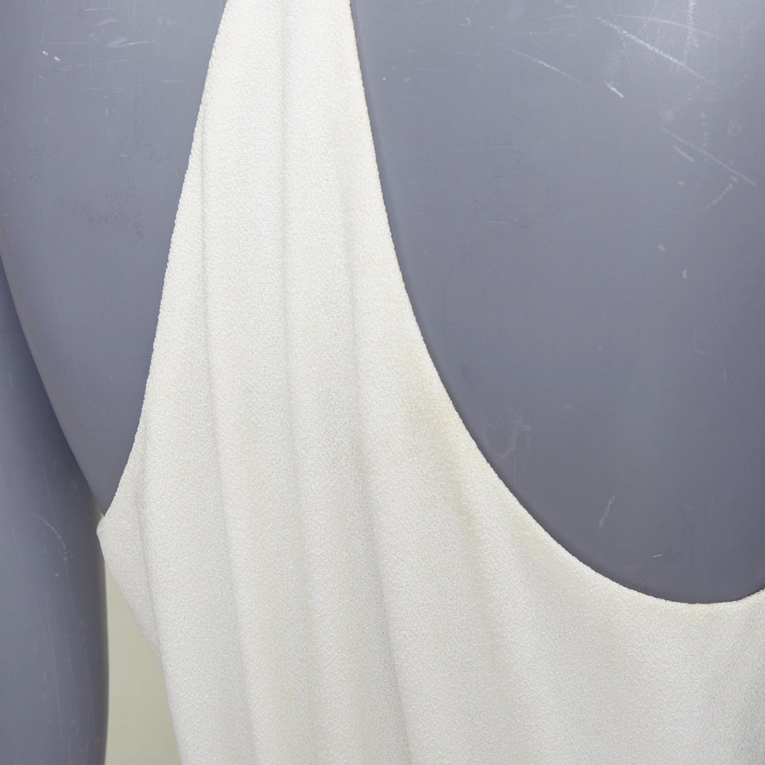 RACIL ivory crepe plunging V-neck halter ruched empire waist midi dress IT38 XS
