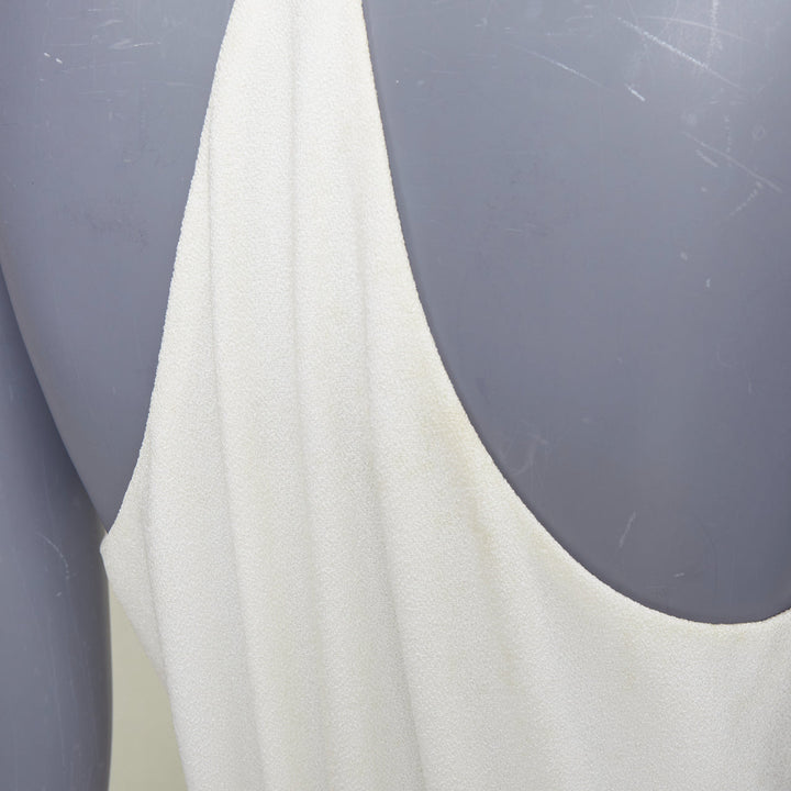 RACIL ivory crepe plunging V-neck halter ruched empire waist midi dress IT38 XS
