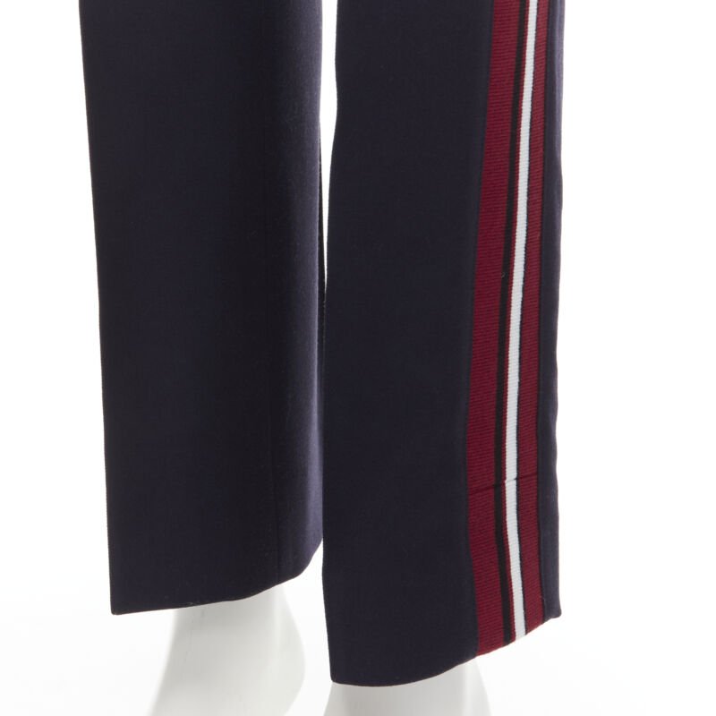 VVB VICTORIA BECKHAM navy wool red stripe web trim trouseres UK8 S