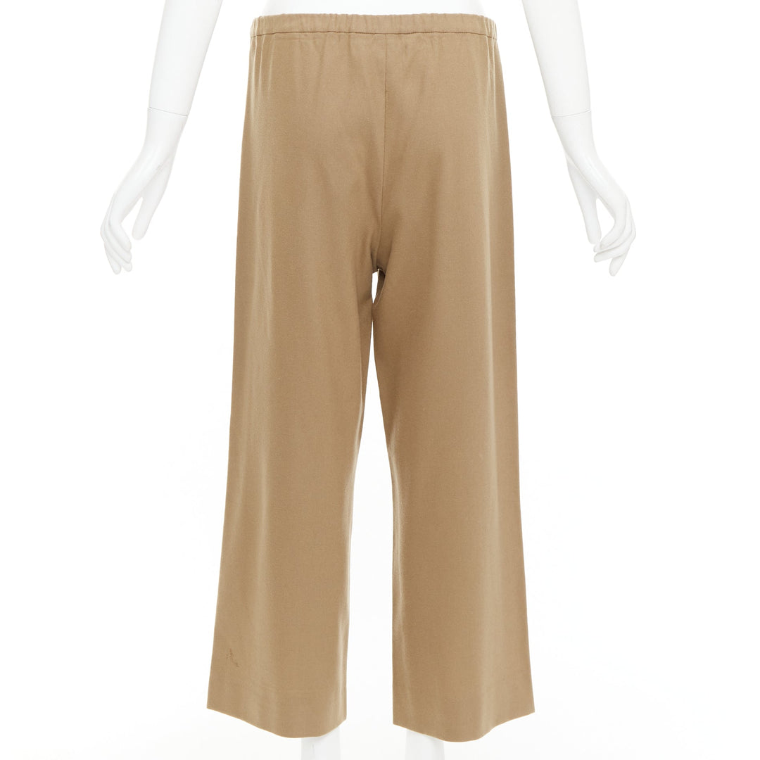 MAX MARA ' camel virgin wool blend drawstring waist wide leg cropped pants 32"