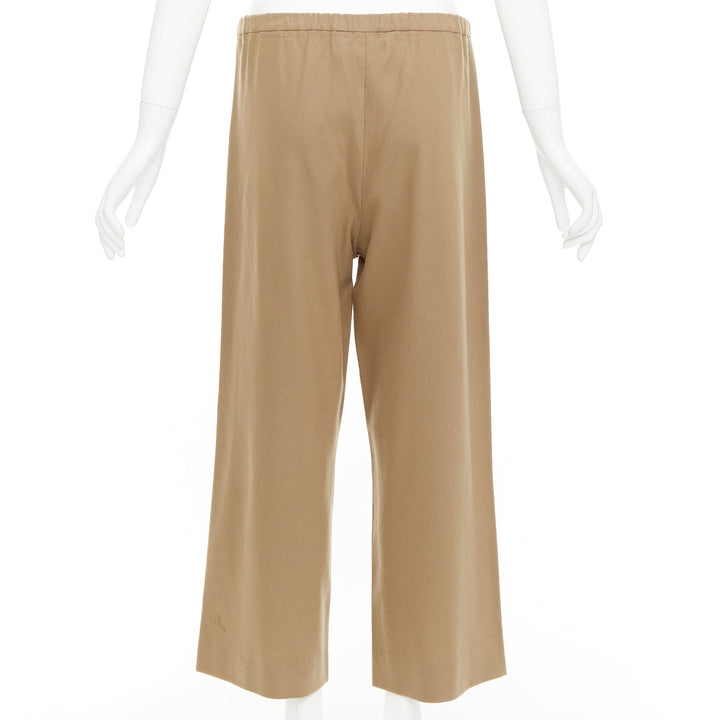 MAX MARA ' camel virgin wool blend drawstring waist wide leg cropped pants 32"