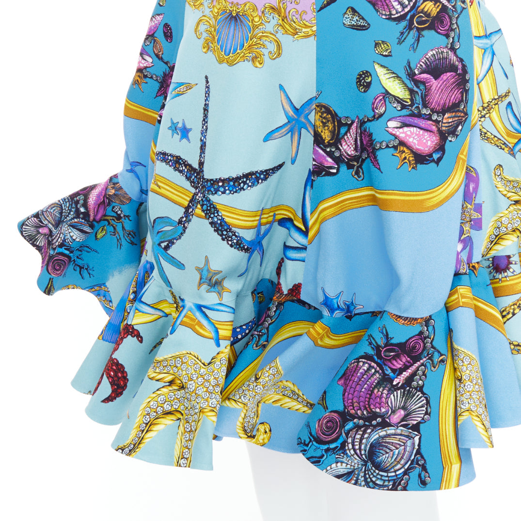 rare VERSACE 2021 Runway Tresor de la Mer blue starfish flutter skirt IT40 S
