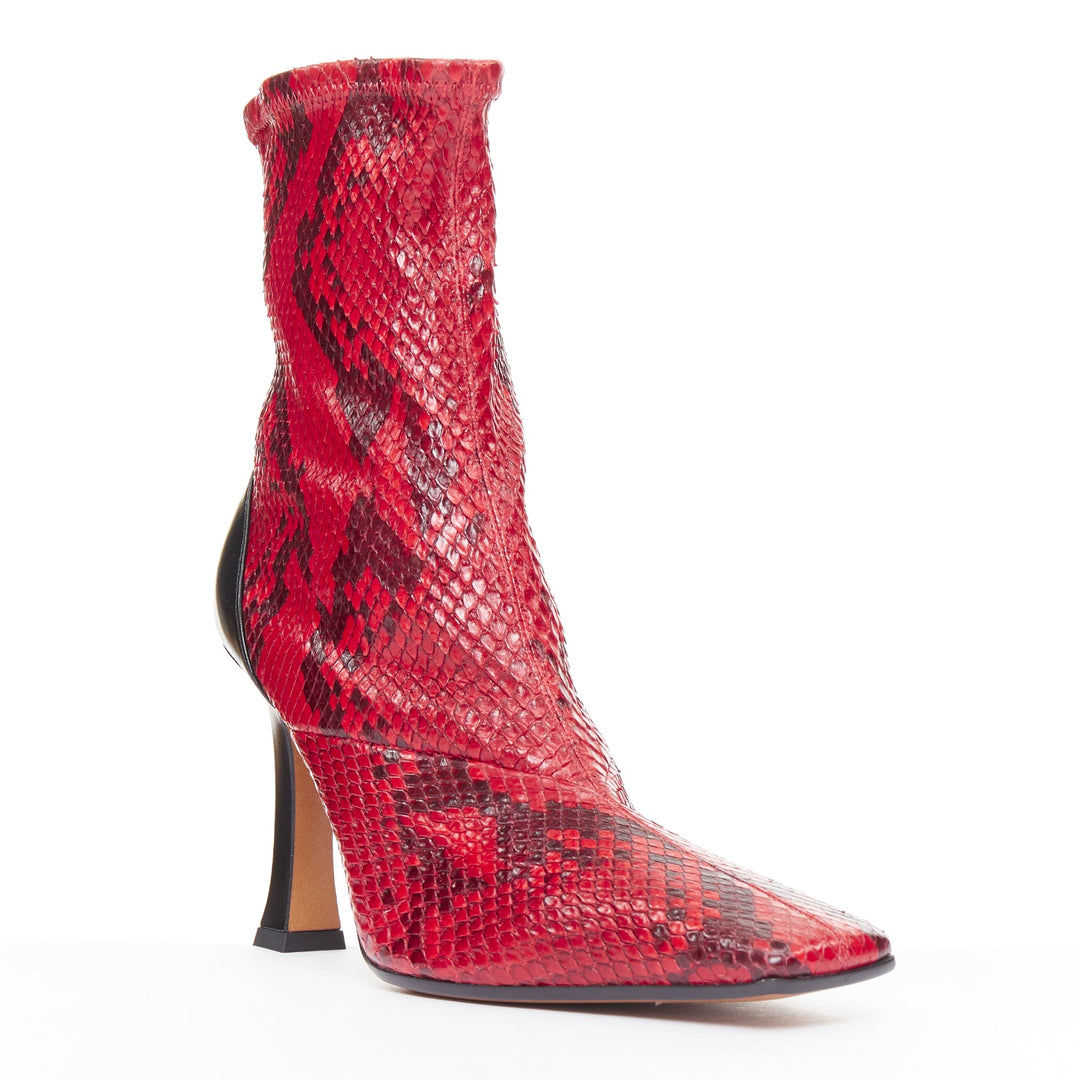 OLD CELINE Phoebe Philo Madame Flared red leather square toe ankle boots EU39