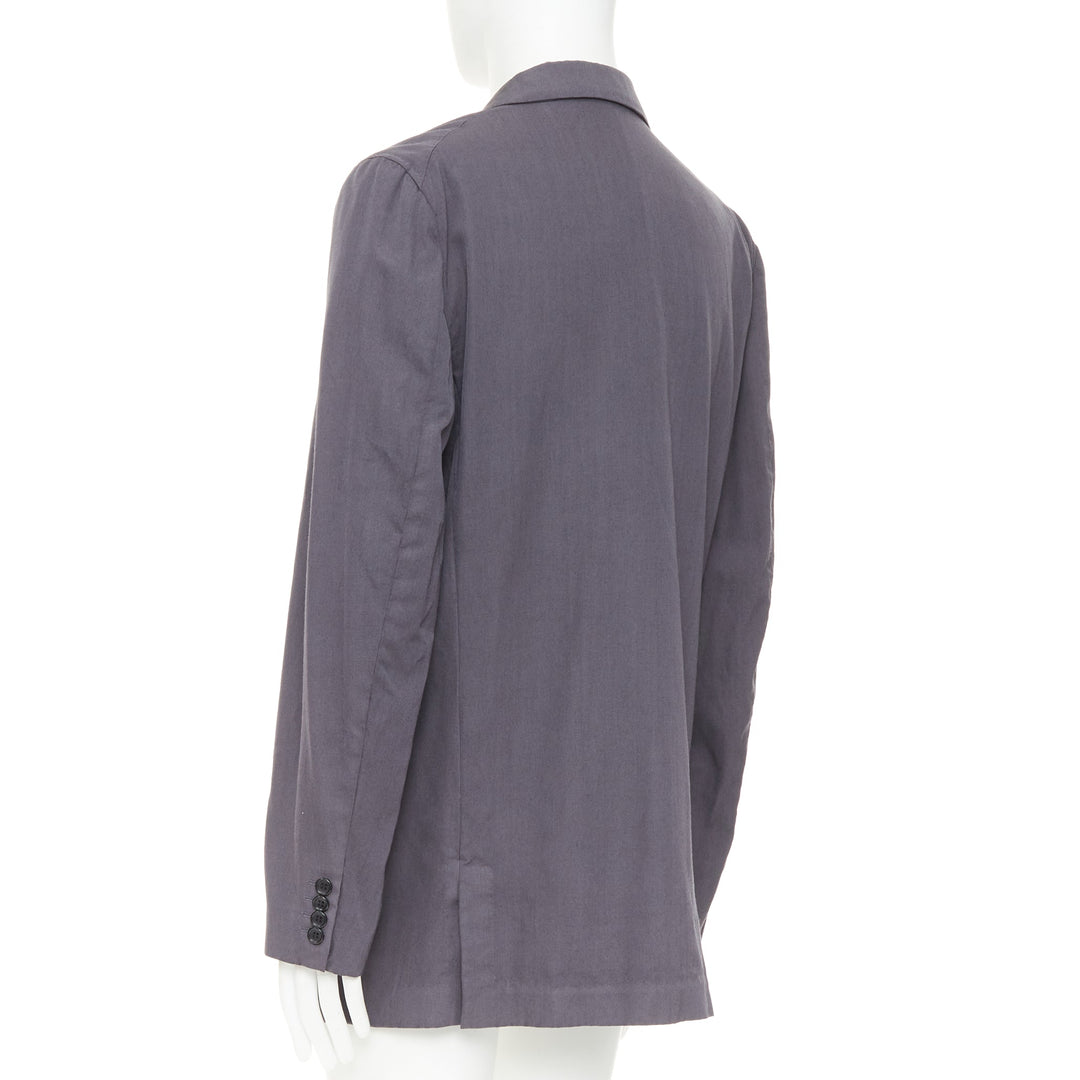 COMME DES GARCONS HOMME DEUX 2024 grey wool flap pockets long-line blazer XL