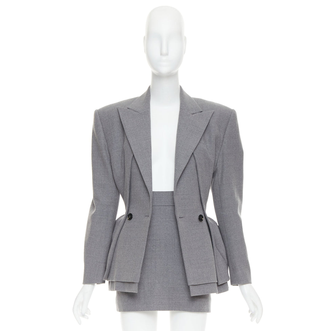 ALEXANDRE VAUTHIER COUTURE SS2022 Runway grey wasp waist padded hip jacket