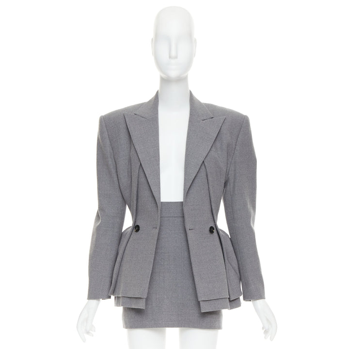 ALEXANDRE VAUTHIER COUTURE SS2022 Runway grey wasp waist padded hip jacket