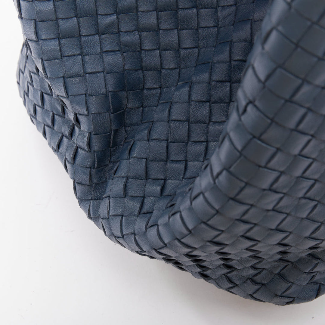 BOTTEGA VENETA 2012 Cesta marine blue intrecciato woven leather bag