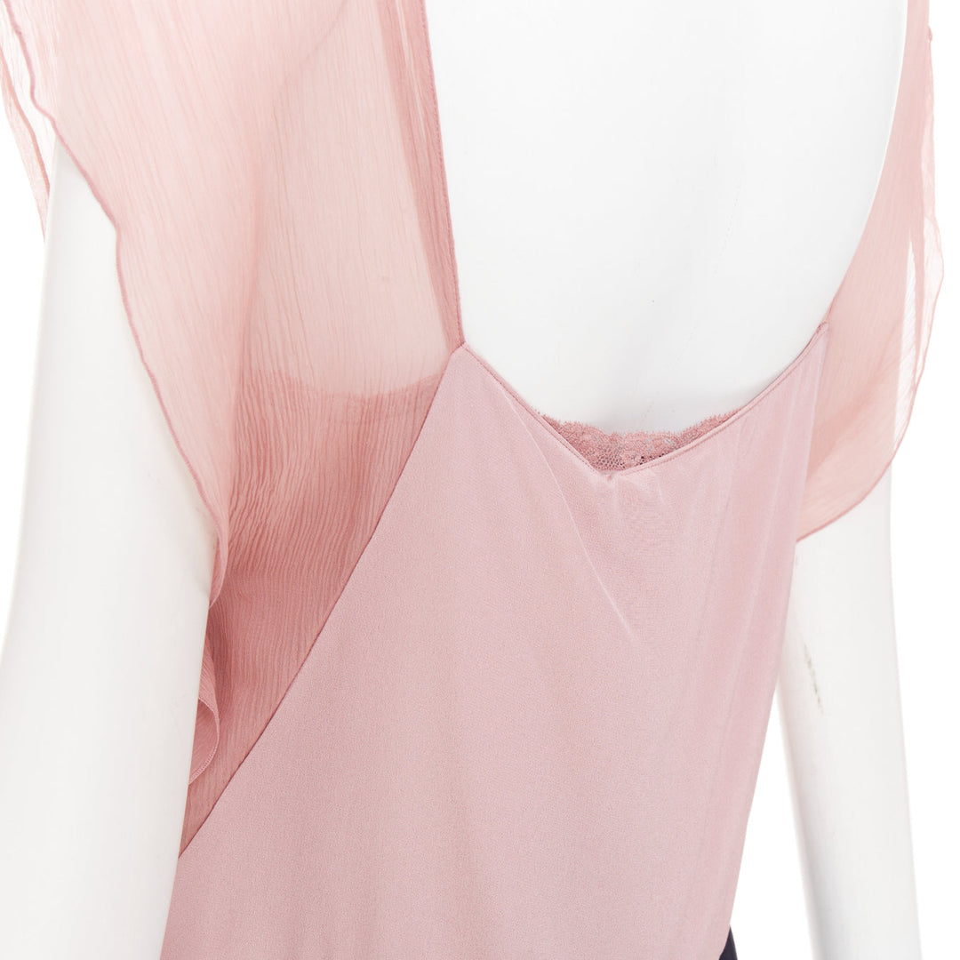PRADA 2015 silk chiffon paneled colorblocked embellished cocktail dress IT40 S