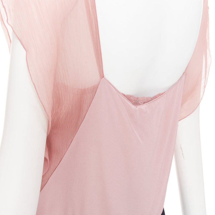 PRADA 2015 silk chiffon paneled colorblocked embellished cocktail dress IT40 S