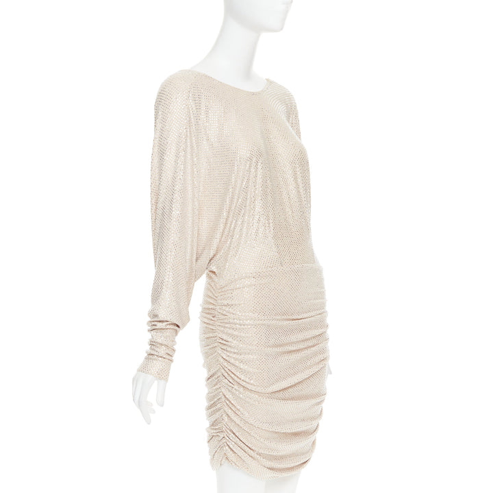 ALEXANDRE VAUTHIER Bridal ivory diamond strass crystal batring cowl back dress
