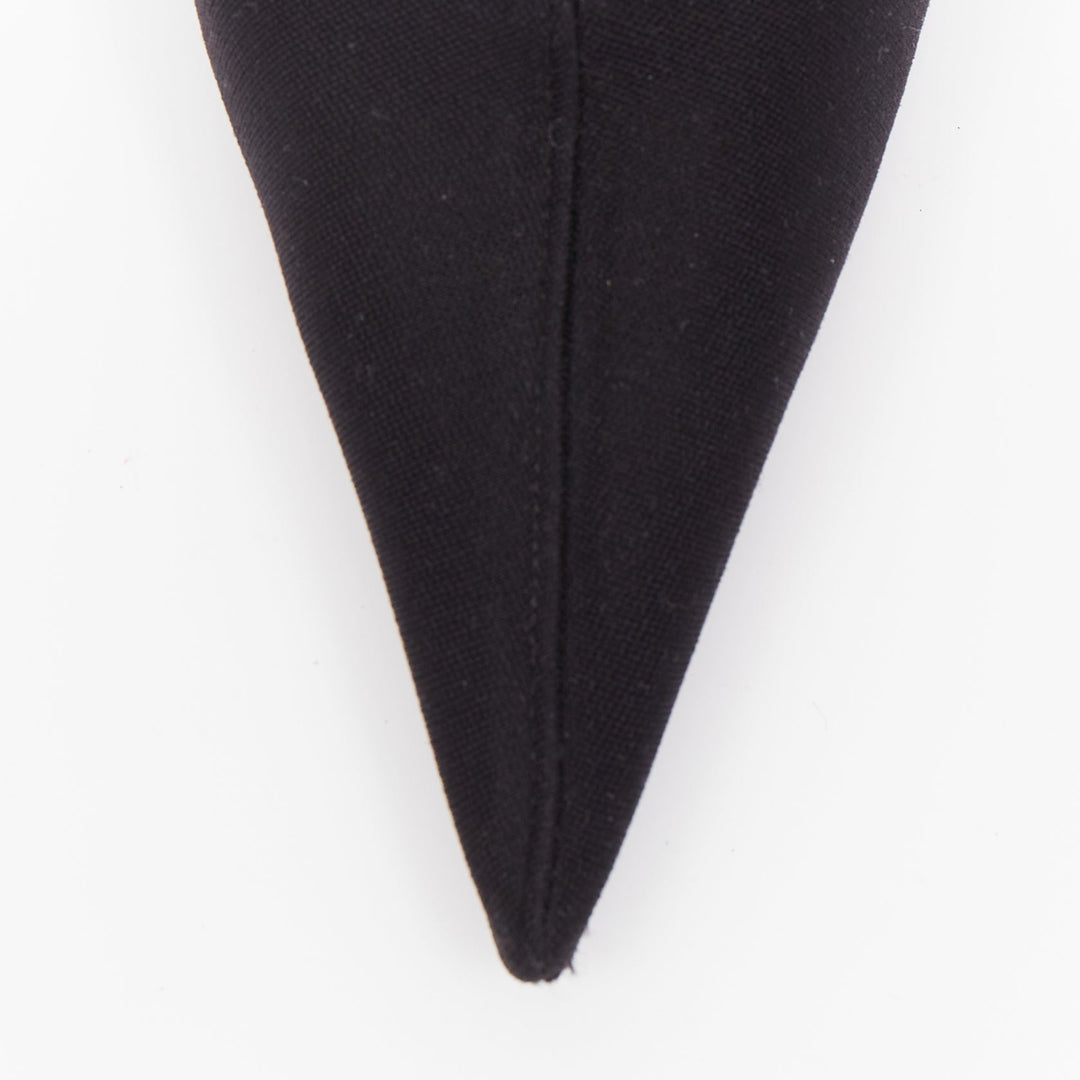 BALENCIAGA Demna Knife black crepe jersey BB embroidered thigh high boots EU38