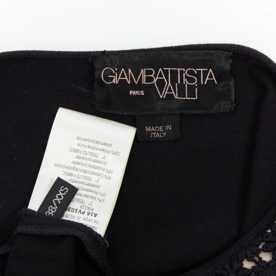 GIAMBATTISTA VALLI black pink overlay bow detail lace sweater XXS