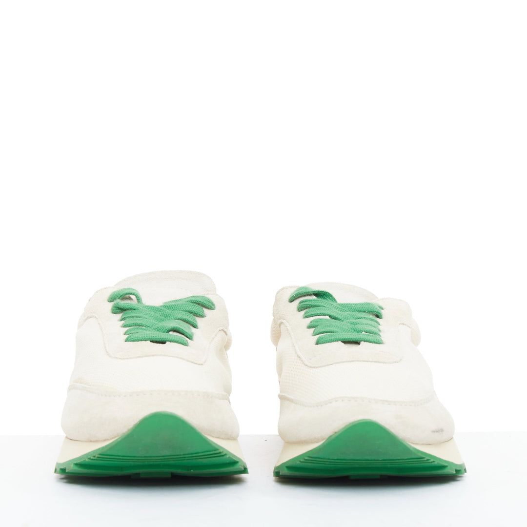 THE ROW 2022 Owen ivory beige green mesh suede panelled running sneakers EU37.5