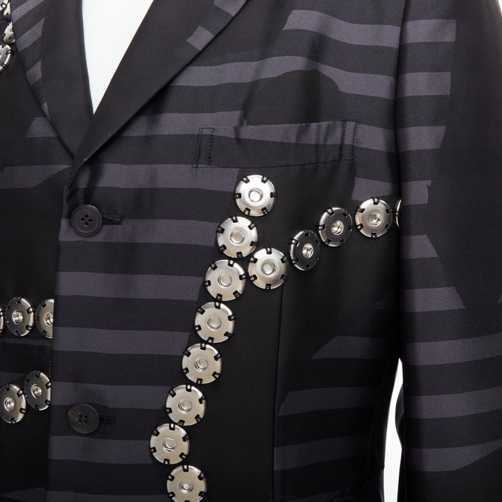 COMME DES GARCONS HOMME PLUS 2015 black silver grey button embellished coat L