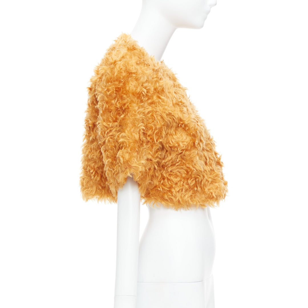 PRADA 2007 Runway orange mohair cotton furry cropped jacket IT38 XS