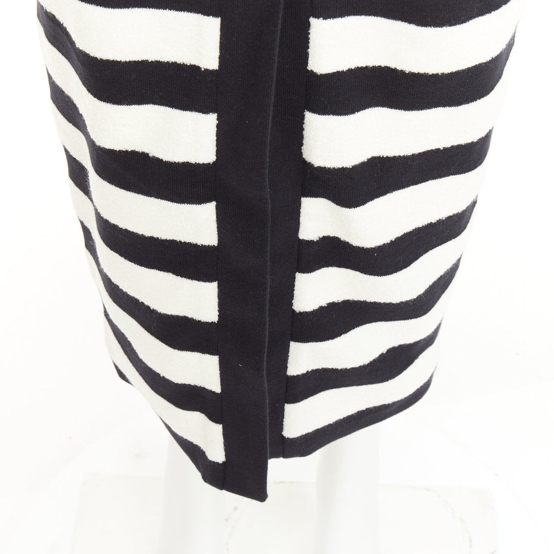 BALMAIN 2024 stripe two tone lion button front high waist knit  skirt FR34 XS