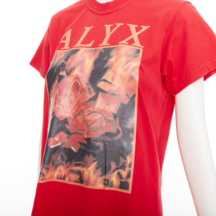 ALYX Love Chaos red cotton jewelry print open back zip tshirt S