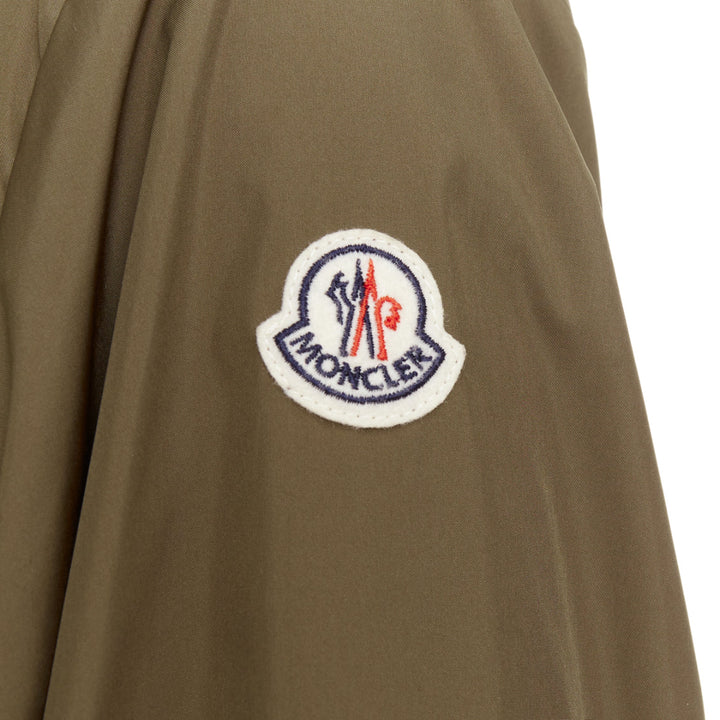MONCLER Albert Giubbotto khaki green blue nylon layered hooded windbreaker Sz3 L