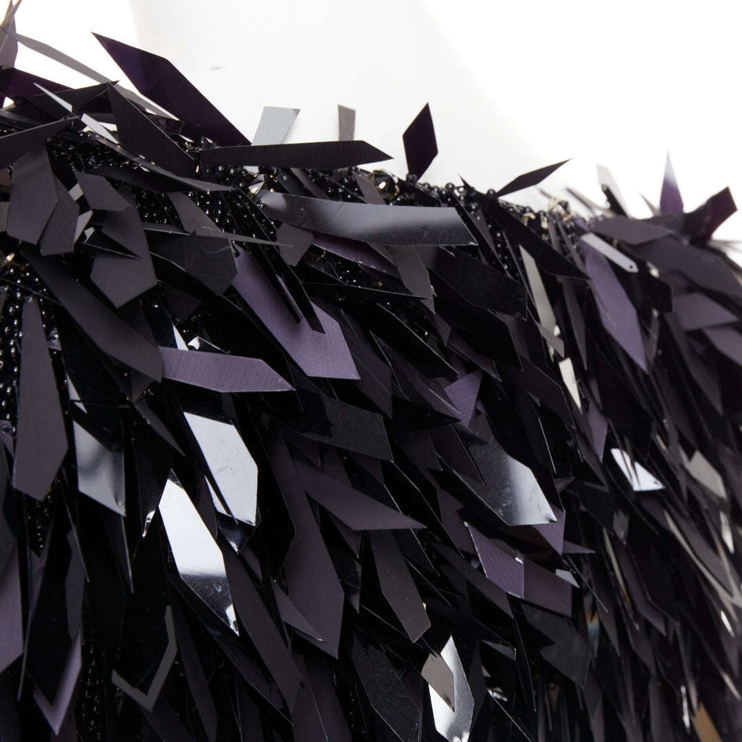 rare ALEXANDRE VAUTHIER COUTURE AW2023 Runway black filigree pailette beaded top