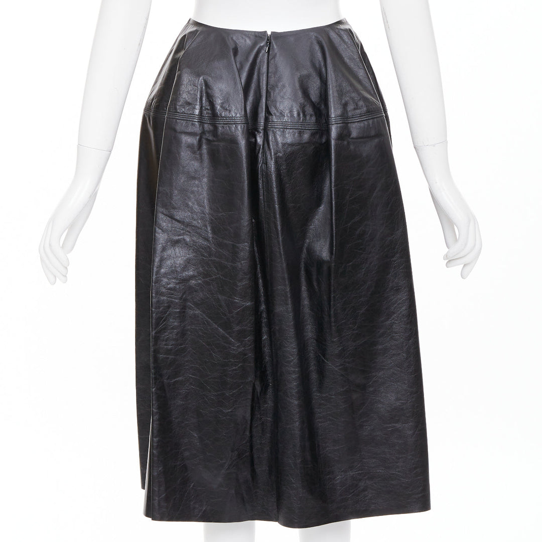 CELINE Phoebe Philo black light sheepskin leather topstitched skirt FR34 XS