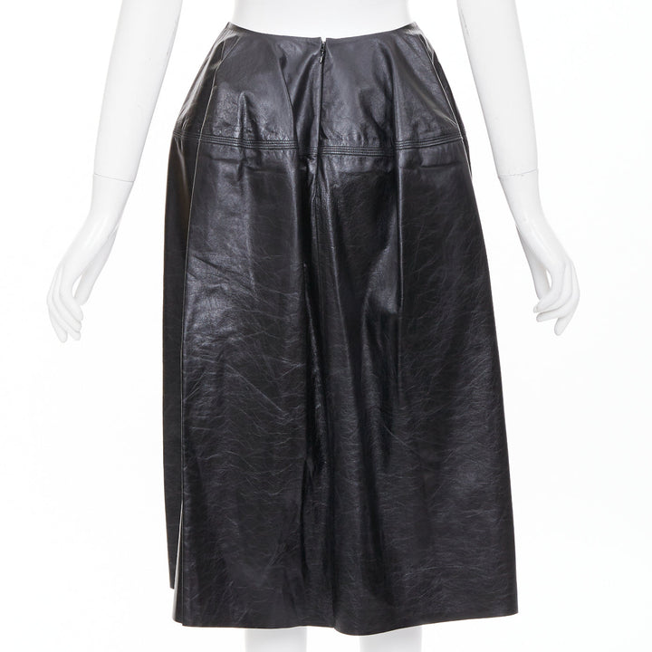 CELINE Phoebe Philo black light sheepskin leather topstitched skirt FR34 XS