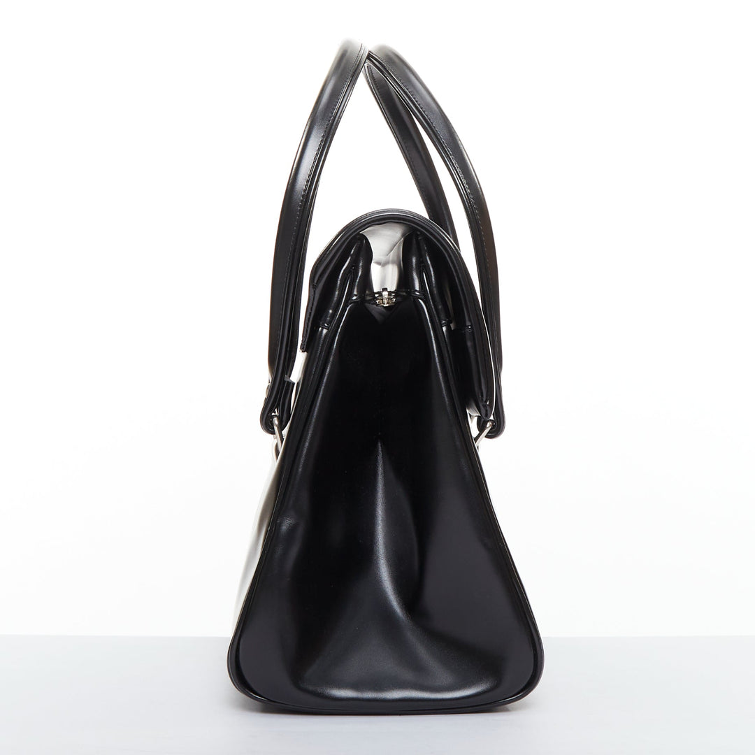 COMME DES GARCONS CDG black buffed faux leather foldover duffle bag