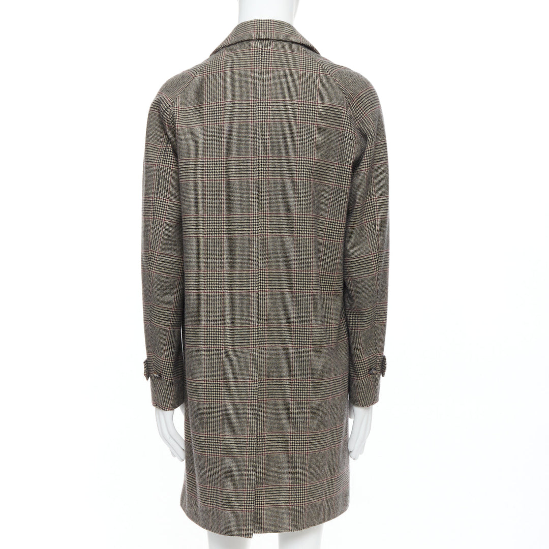 LORO PIANA Cashmere Green Storm System beige herringbone long coat M