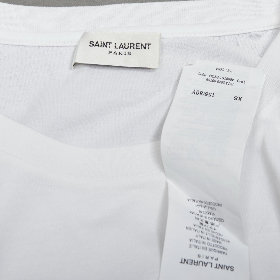 SAINT LAURENT 2020 white cotton washed vintage logo print boxy tshirt XS