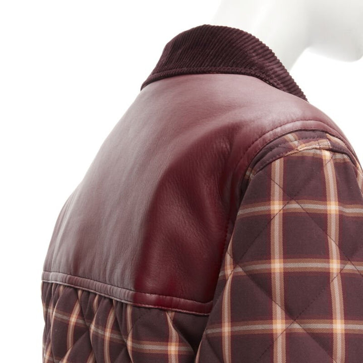 BURBERRY RICCARDO TISCI Reversible Burgundy Check leather patch jacket XS