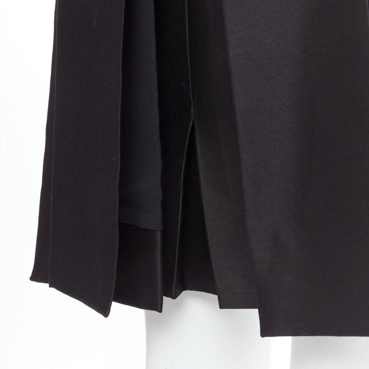 BALENCIAGA 2008  Ghesquiere Black Dress cotton silk crepe A-line belted FR36 S