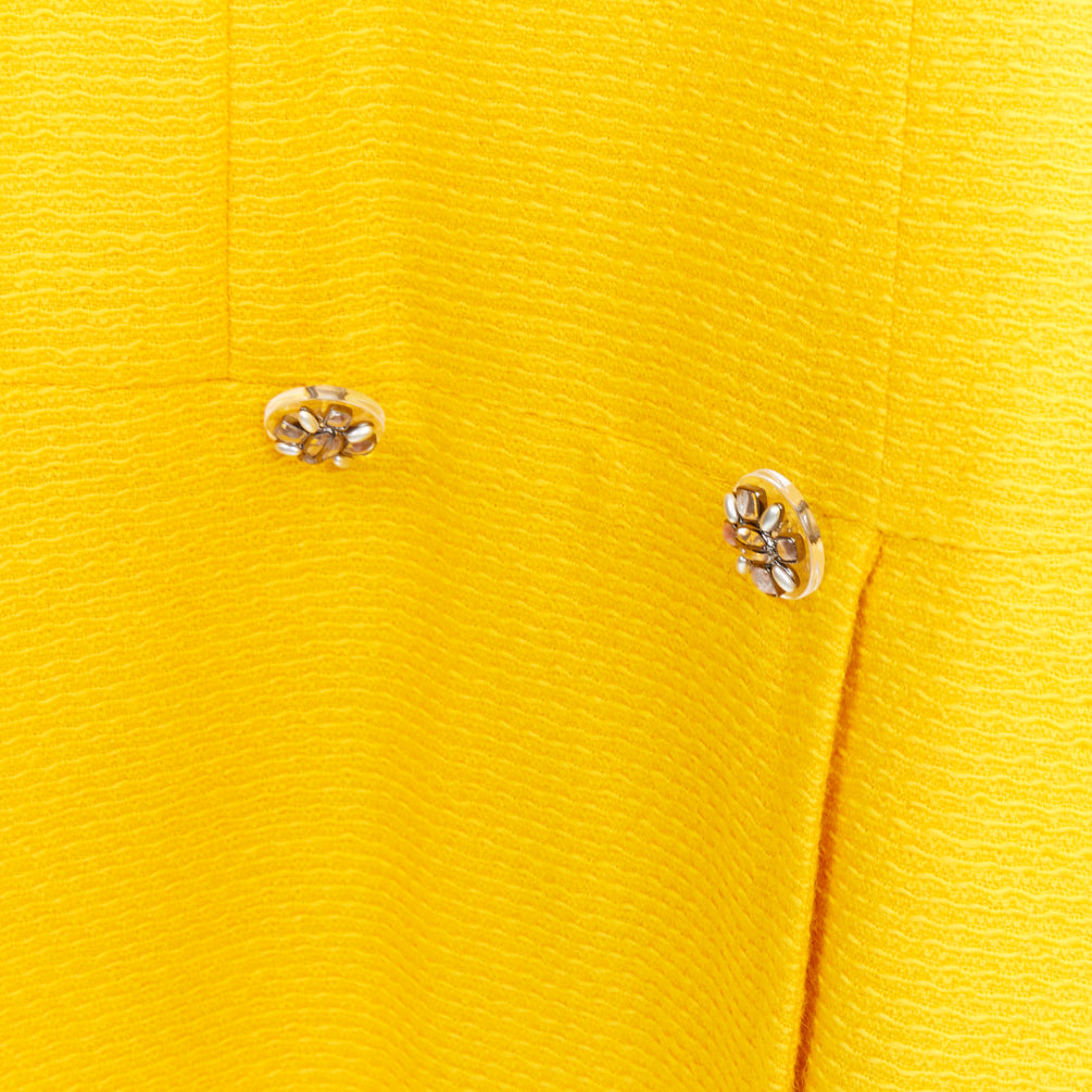 CHANEL 14A Supermarket Runway yellow wool tweed lining swing pea coat FR36 S