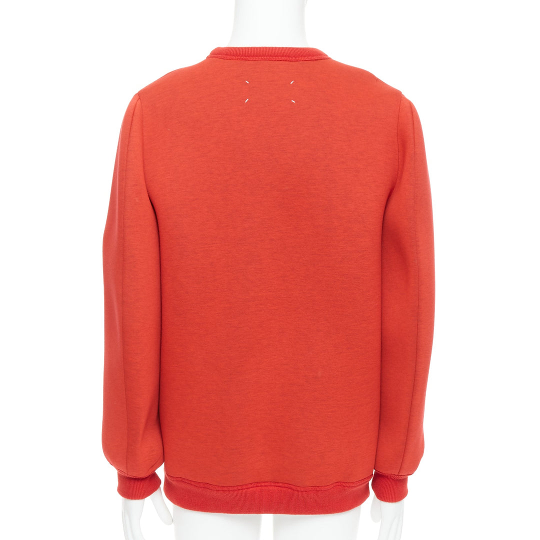 MAISON MARGIELA 2010 red neoprene structured curved sleeve pullover jumper S