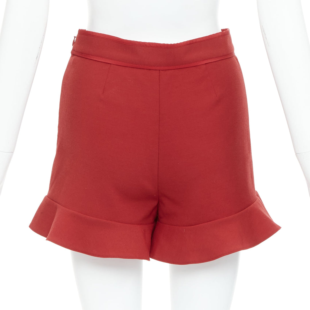 RED VALENTINO red ruffle hem high waisted shorts IT38 XS