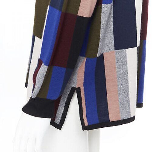 VVB VICTORIA BECKHAM 100% wool graphic colorblocked oversized sweater UK8