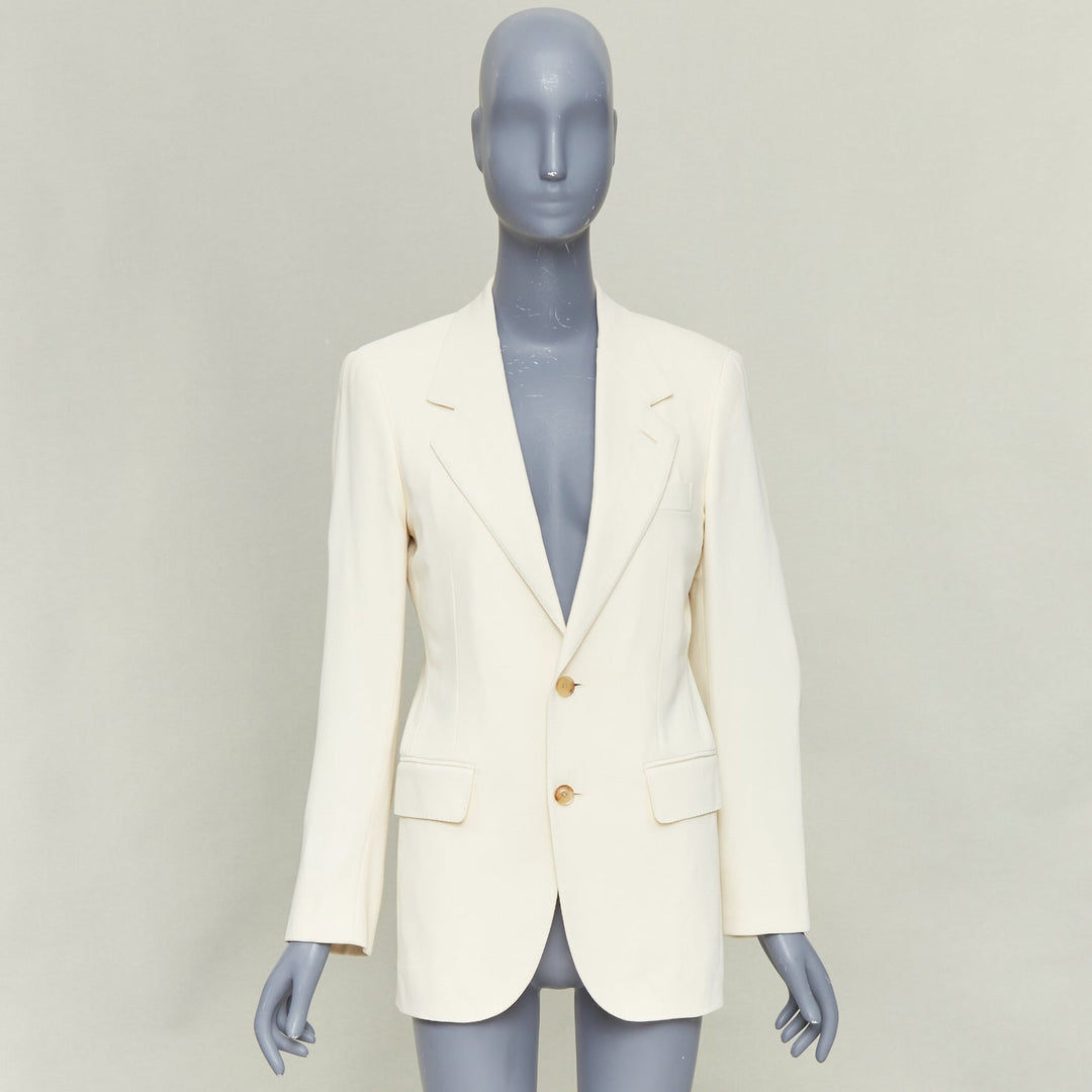 UMIT BENAN B+ off white wool blend handstitched blazer jacket IT38 XS