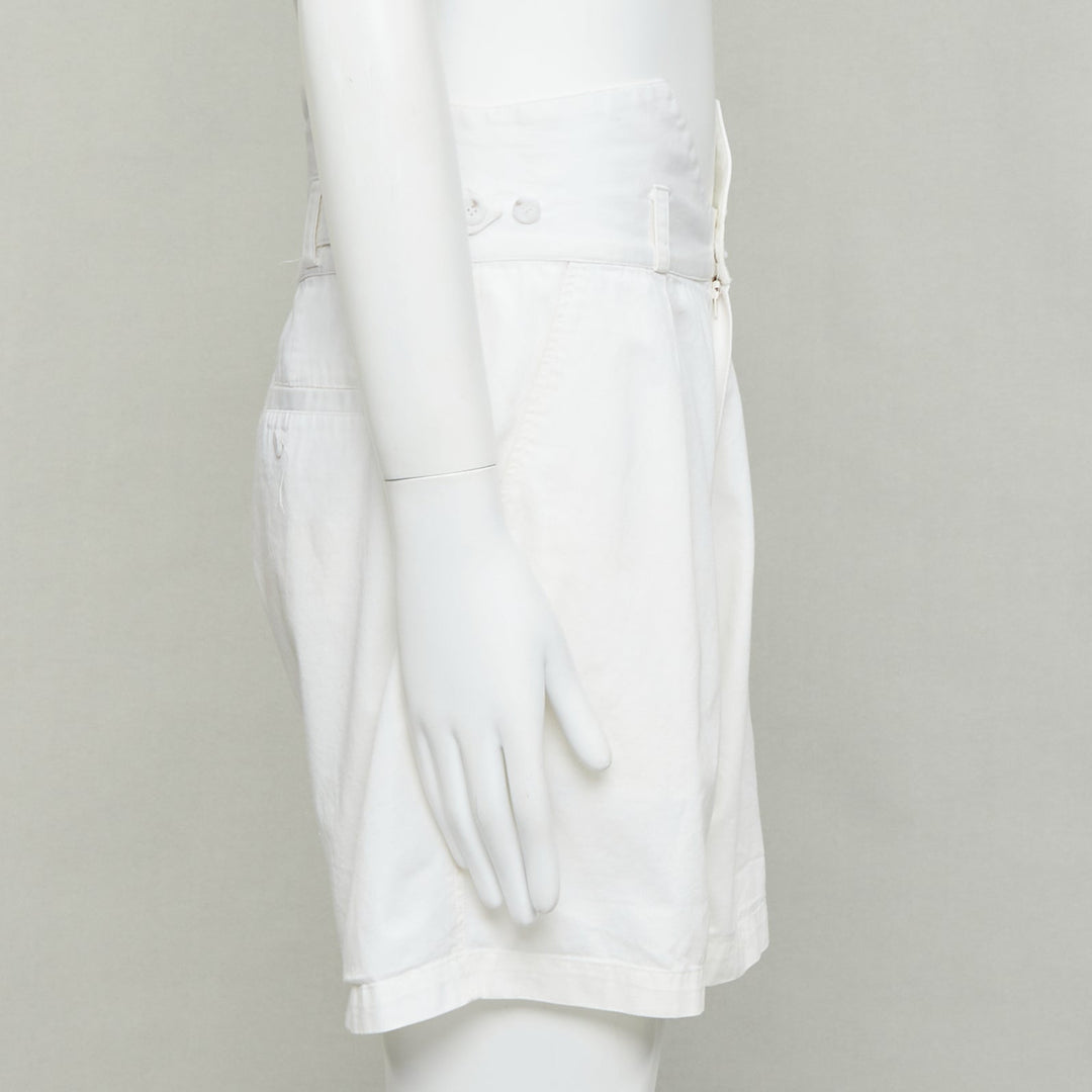 RAF SIMONS 2006 cream cotton high waist pleated front dress shorts EU50 L