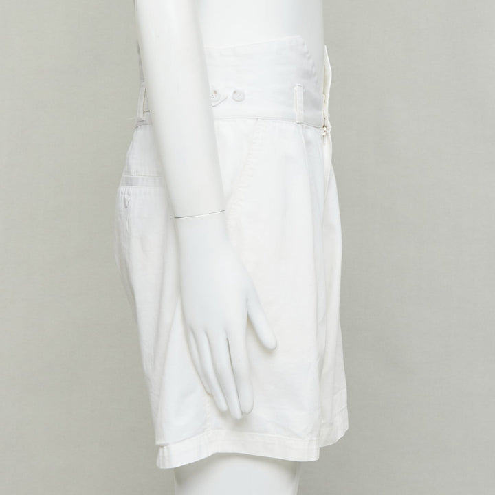 RAF SIMONS 2006 cream cotton high waist pleated front dress shorts EU50 L