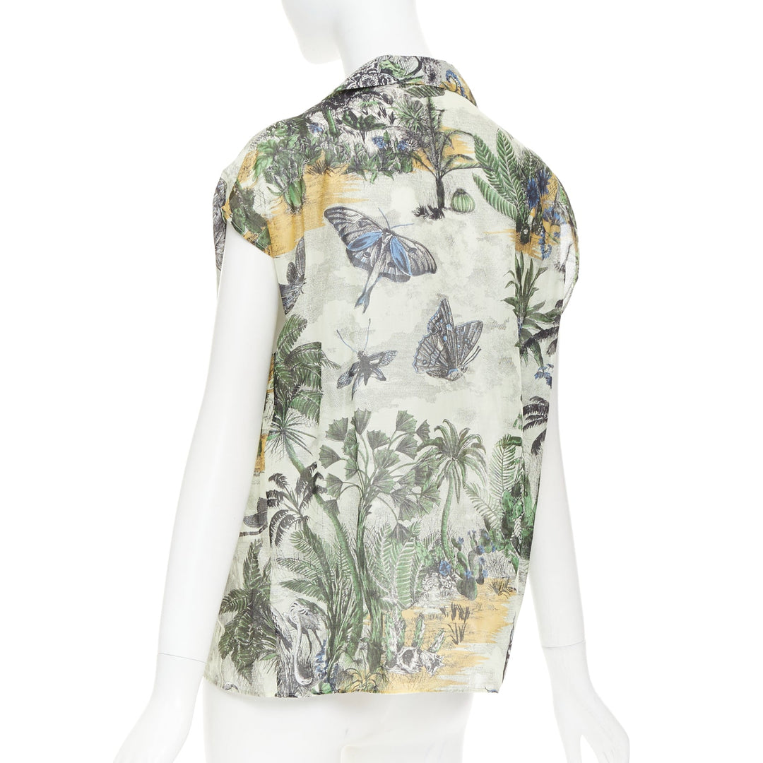DIOR Dioriviera  Toile de Jouy Palms forest animal print cotton shirt FR36 S