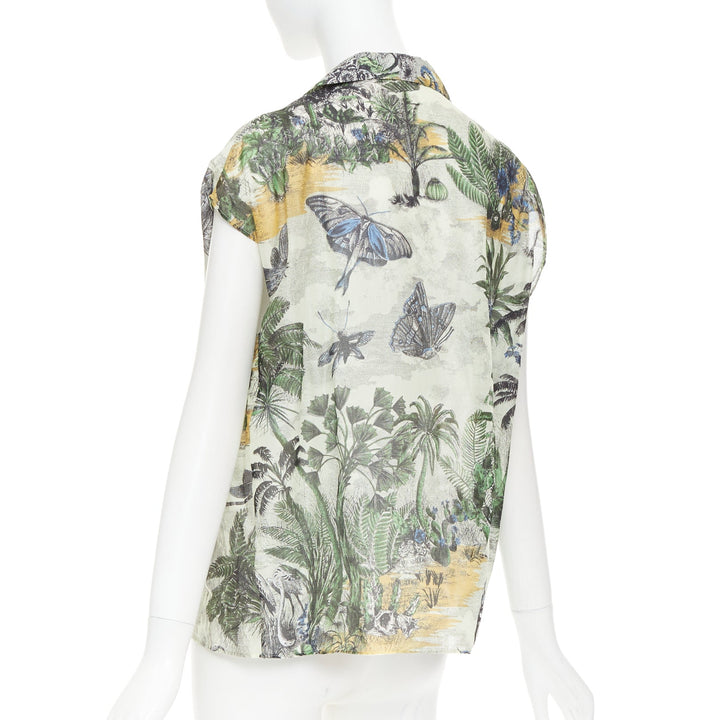 DIOR Dioriviera  Toile de Jouy Palms forest animal print cotton shirt FR36 S