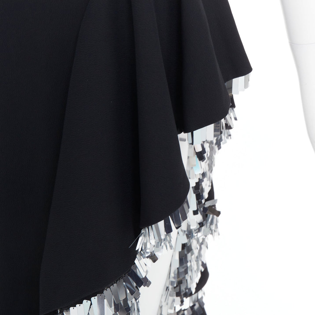 rare ALEXANDRE VAUTHIER COUTURE SS2023 Runway black silver sequin ruffle dress
