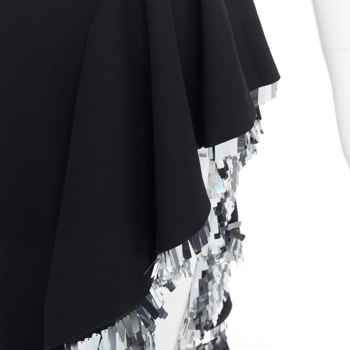 rare ALEXANDRE VAUTHIER COUTURE SS2023 Runway black silver sequin ruffle dress