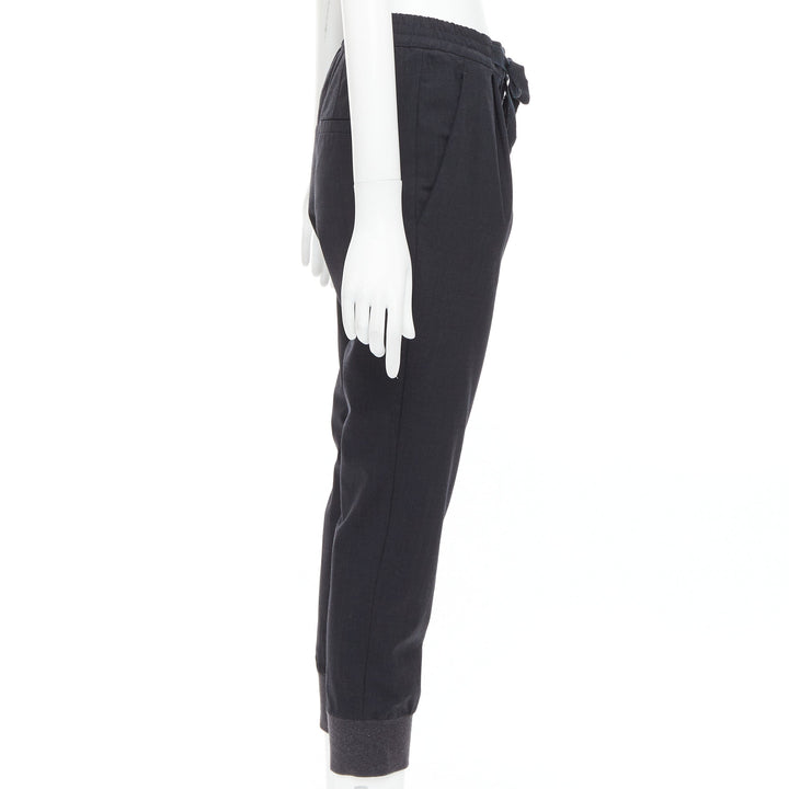 BRUNELLO CUCINELLI dark grey virgin wool blend relaxed jogger pants IT38 XS