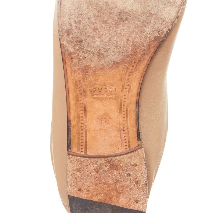 GUCCI Brixton Convertible rose beige lambskin gold Horsebit loafers EU41