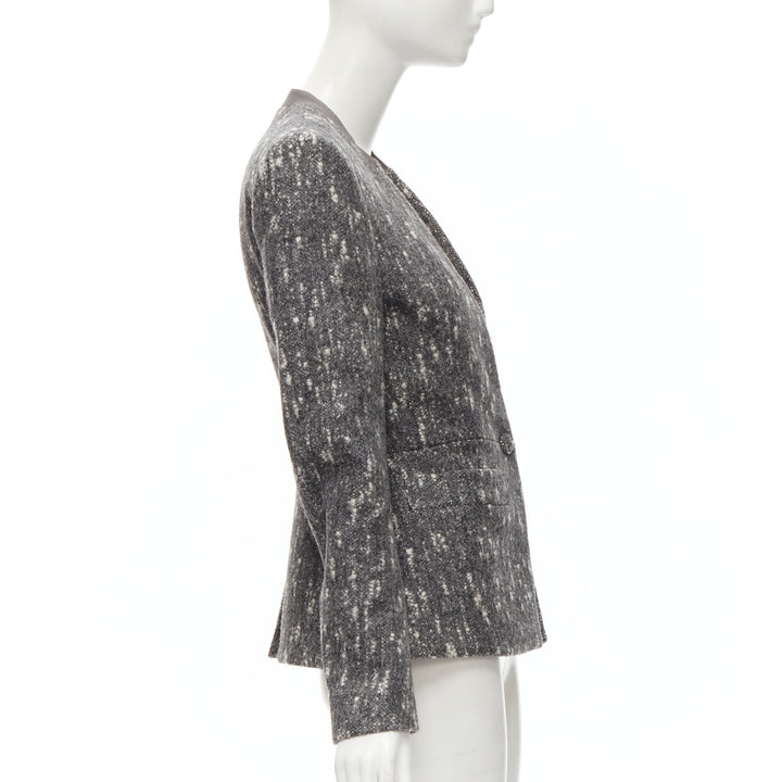 BALENCIAGA Ghesquiere 2009 grey white speckled fitted blazer jacket FR38 M