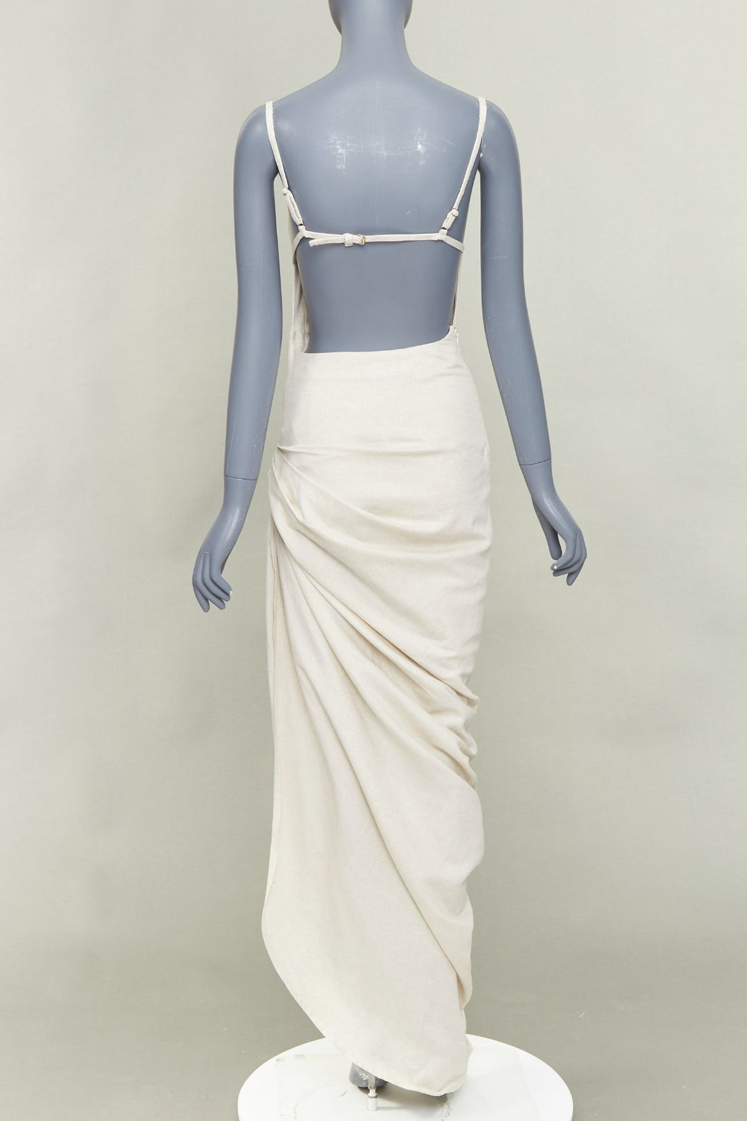 JACQUEMUS 2020 Runway La Robe Saudade cotton linen draped maxi dress FR34 XS