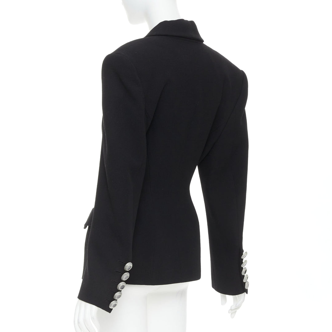 ALEXANDRE VAUTHIER COUTURE 2022 Runway black enamel buttons wasp waist blazer
