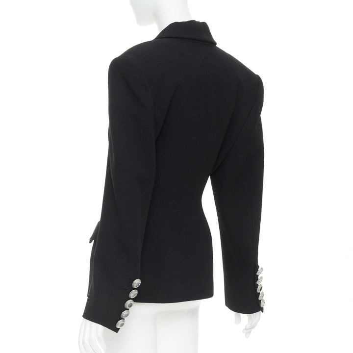 ALEXANDRE VAUTHIER COUTURE 2022 Runway black enamel buttons wasp waist blazer