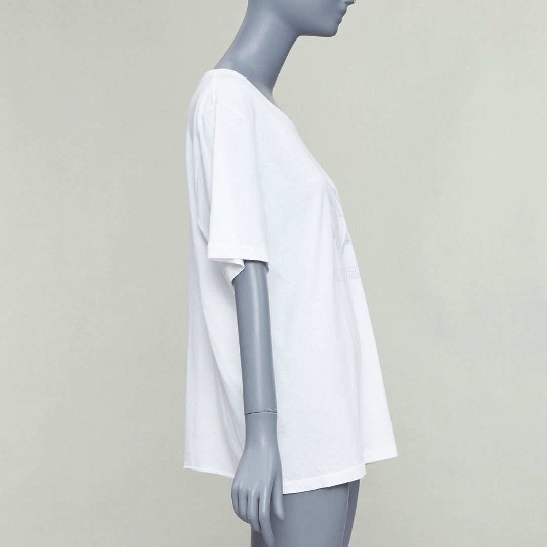 SAINT LAURENT 2016 cream universite print oversized reversed tshirt XL
